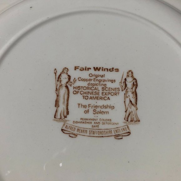 2 Alfred Meakin Staffordshire England Fair Winds 10" Dinner Plates Ship England - Picture 4 of 10